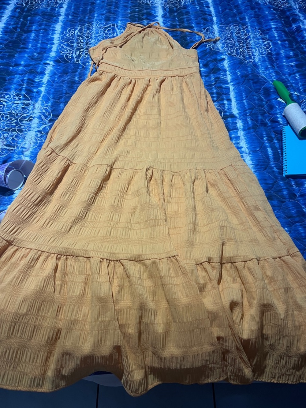 Light Mustard Halter Maxi Dress - Women Long Sleeve